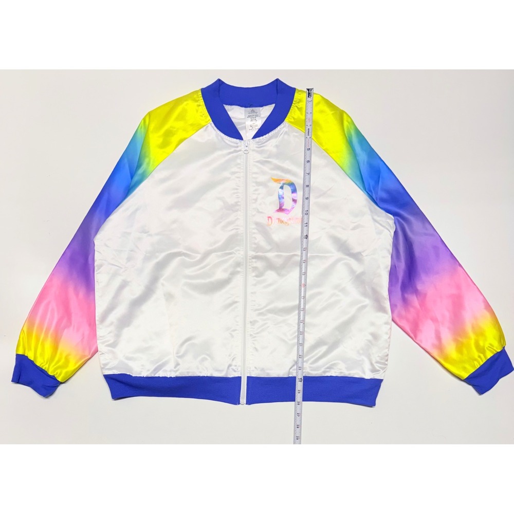 Disney Parks Disneyland Rainbow Ombre Satin Bomber Jacket Womens 1X Iridescent